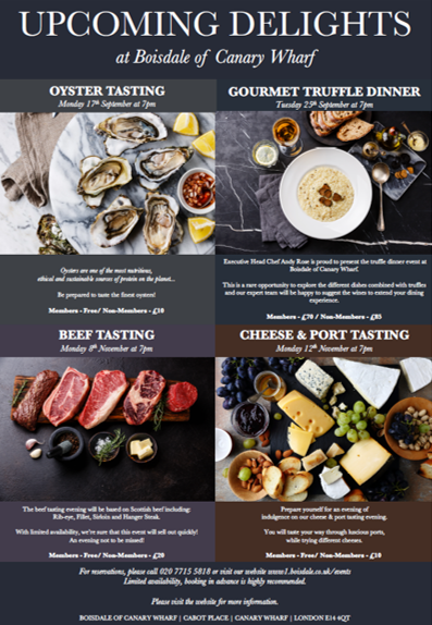 Upcoming Events at Boisdale of Canary Wharf