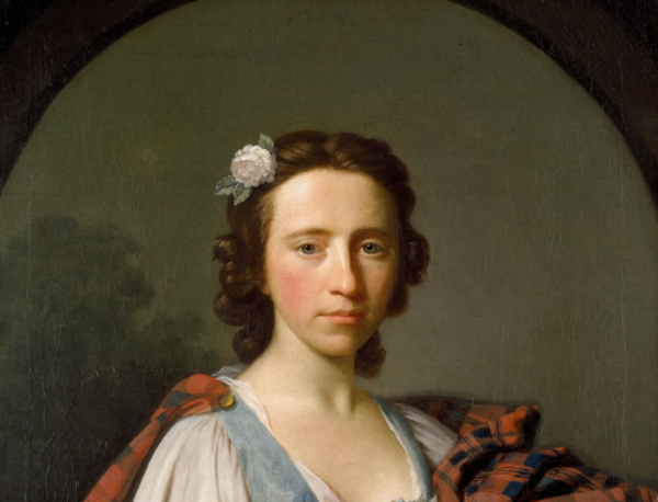 Flora Macdonald, painted by Alan Ramsay in 1749, after her release from the Tower of London. The white cockade in her hair is a symbol of Jacobite sympathies. The painting now hangs in the Ashmolean Museum in Oxford