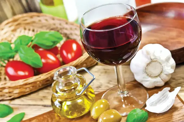 The Mediterranean diet, wine included