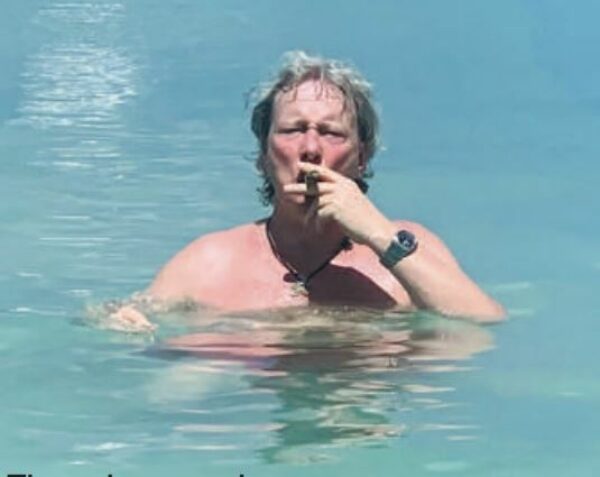 The author tests the waters with a cigar
