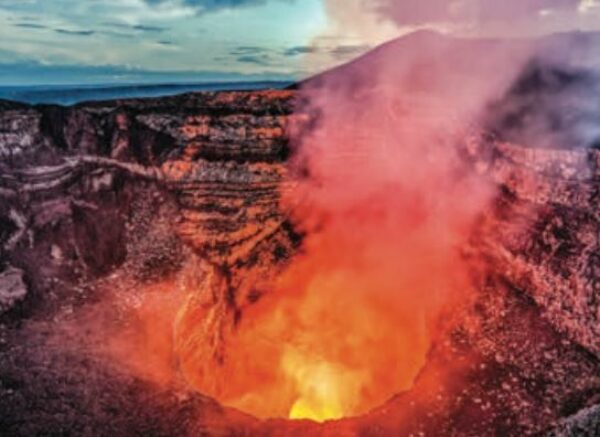 The crater of Masaya volcano, which sprang into life in 2016. It’s one of 50 volcanoes dotted across the country.