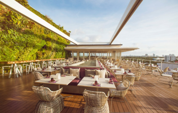 Juvia is a penthouse restaurant fusing Asian/Latin/French cuisine with vast views over South  Beach