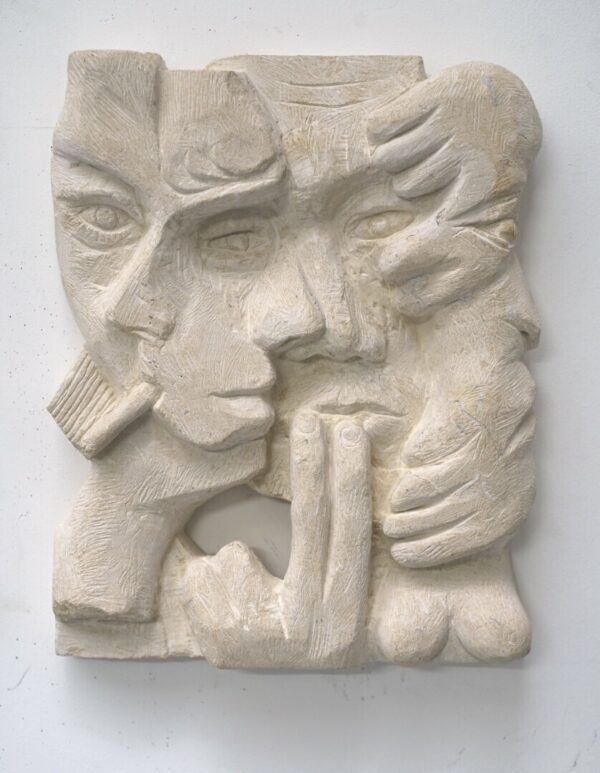 Michael Chance Lamassu limestone carving 22 5 x 28 x 4 5cm 2024