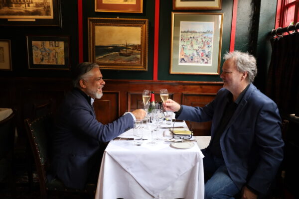 The Cinnamon Club’s Vivek Singh with Boisdale Life editor Bill Knott at Boisdale of Belgravia