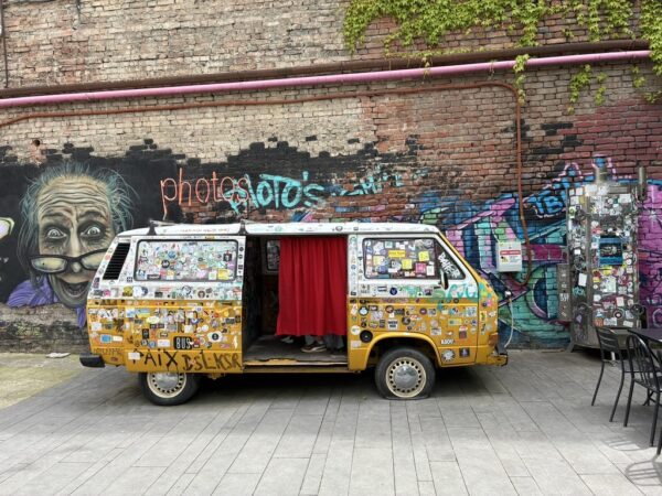 A unique photo booth in the courtyard at Fabrika