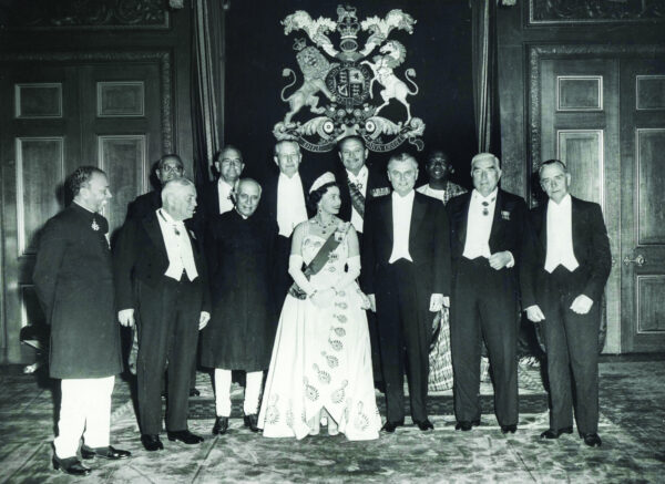 Queen Elizabeth II with her prime ministers at the 1960 Commonwealth Conference in London