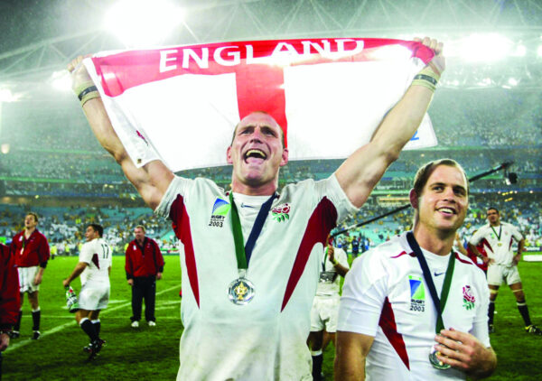 Lawrence Dallaglio after winning the Rugby World Cup Final against Australia in 2003