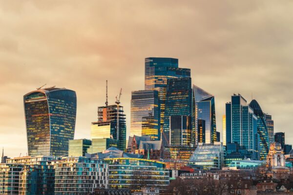 Skyscrapers such as the ‘Walkie Talkie’ (far left) and ‘Gherkin’ (far right) symbolise the City’s 40 years of expansion