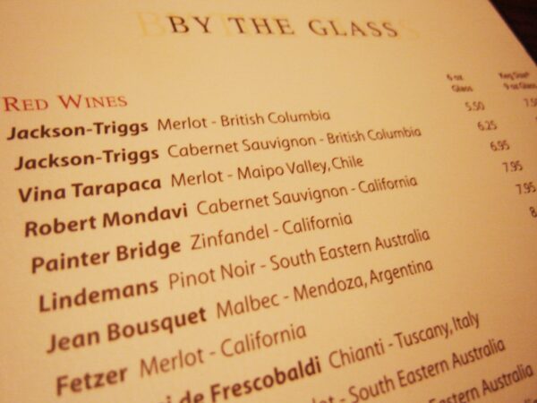 Navigating the world of wine: a typical restaurant wine list