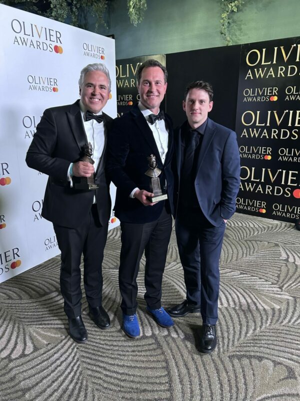 Jethro Compton and the creative team of The Curious Case of Benjamin Button celebrate their Olivier Award triumph for Best New Musical at the 2025 ceremony.