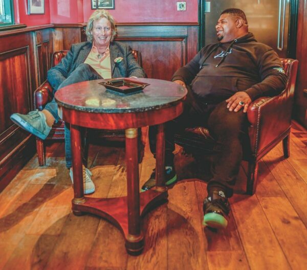 Of the same mind: In the Cigar Tasting Room at Boisdale of Canary Wharf, Big Narstie and Ranald Macdonald discuss medicinal cannabis (already a $16 billion industry in the US). The UK is the world’s biggest distributor of medicinal cannabis.