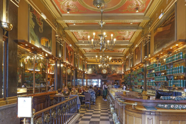 Above: The ornate Art Nouveau interior of A Brasilera, one of the oldest and best known coffee houses in Lisbon