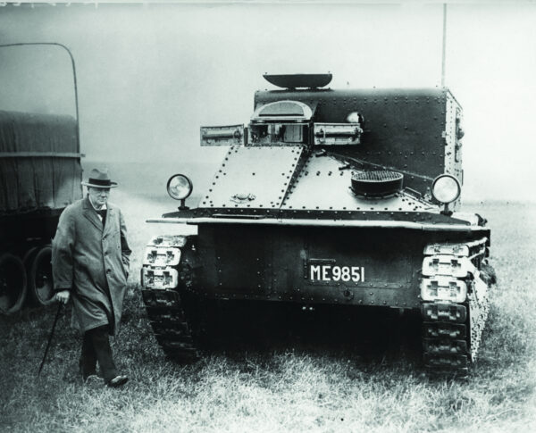 Inspecting tanks on Salisbury Plain in 1925