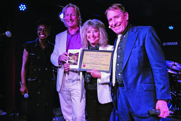 With (from left) YolanDa Brown, Ranald Macdonald and Jools Holland, winning Album of the Year for Face to Face at the Boisdale Music Awards 2023