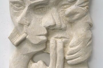 Michael Chance Lamassu limestone carving 22 5 x 28 x 4 5cm 2024